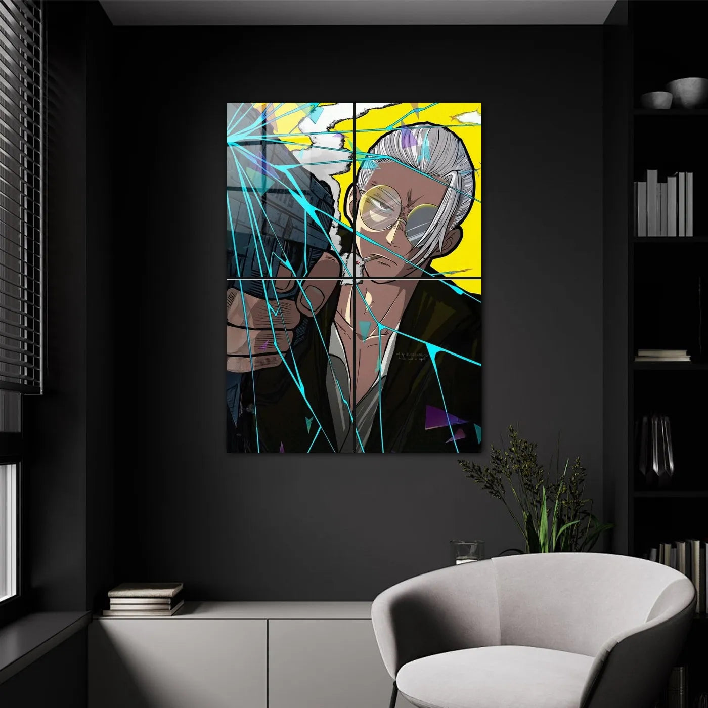 Original Art Man Smoking Intense CO17973 - Image 9